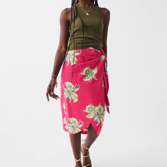 Faherty Pacifica Seersucker Wrap Skirt - Orchid Blossom Medium NWT - Picture 1 of 5
